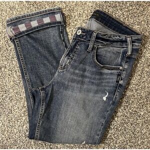 Silver Jeans Co Suki Capri Jeans Womens 32x23.5 Blue Distressed Cuffed Crop